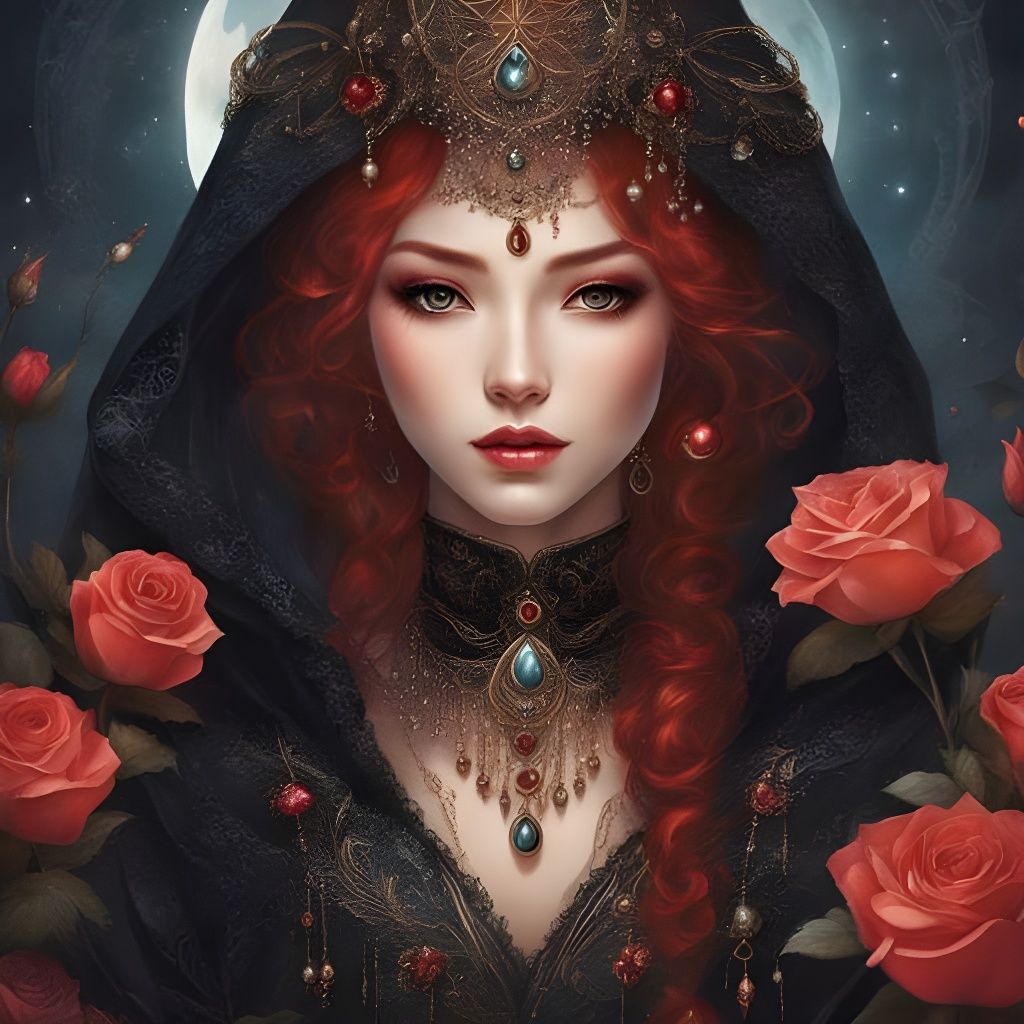 Gothic Japanese Princess Portrait in Space