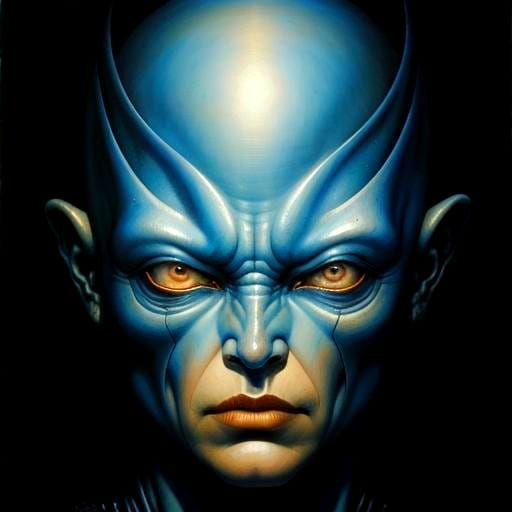 Hyperrealistic Alien Portrait in Oil