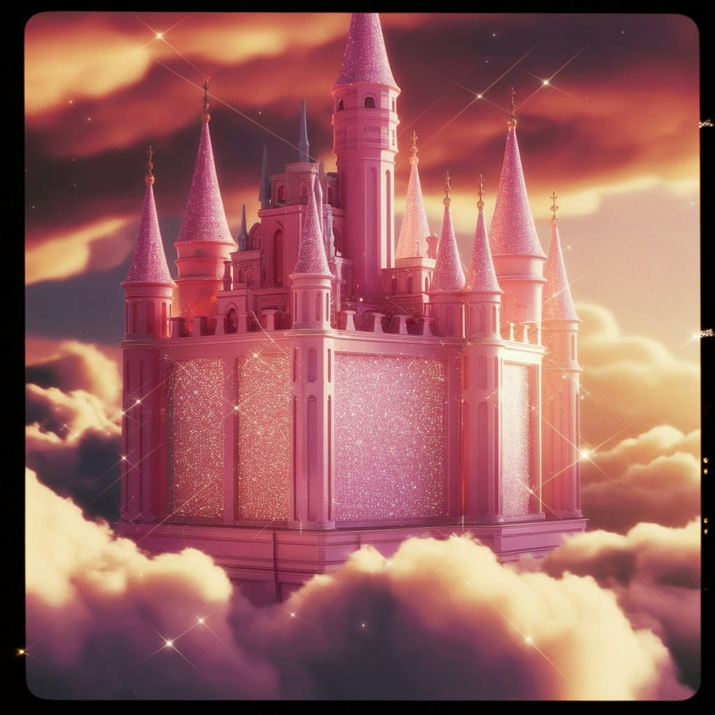 A Beautiful Pink Castle in the Clouds