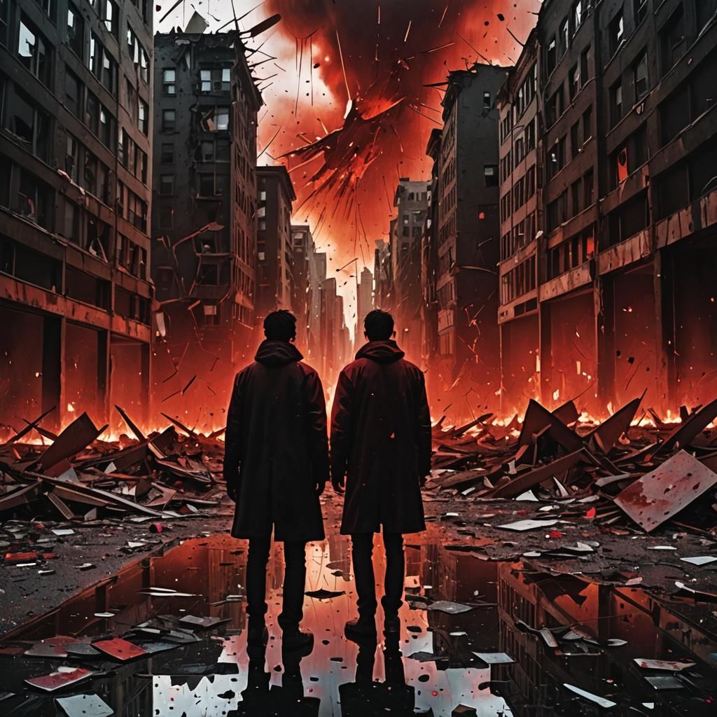 Shattered Mirror Reflects Burning City in Album Cover