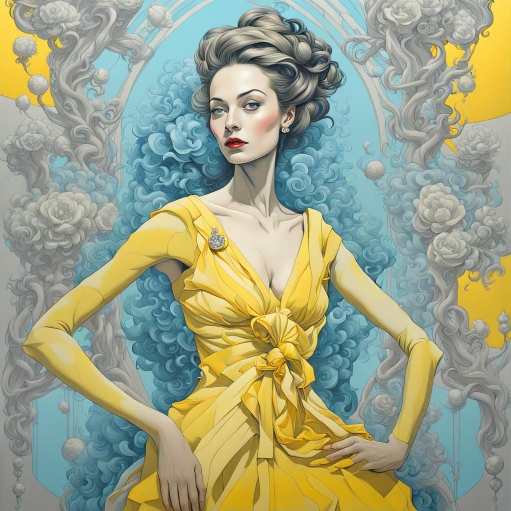 Woman in Yellow Dress, Inspired by James Jean