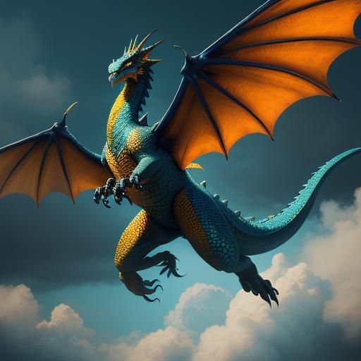 Majestic Dragon Soaring Through Misty Skies