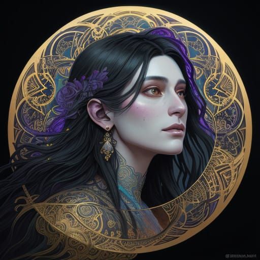 Whispers of the Mystical, Art Nouveau Ethereal Being