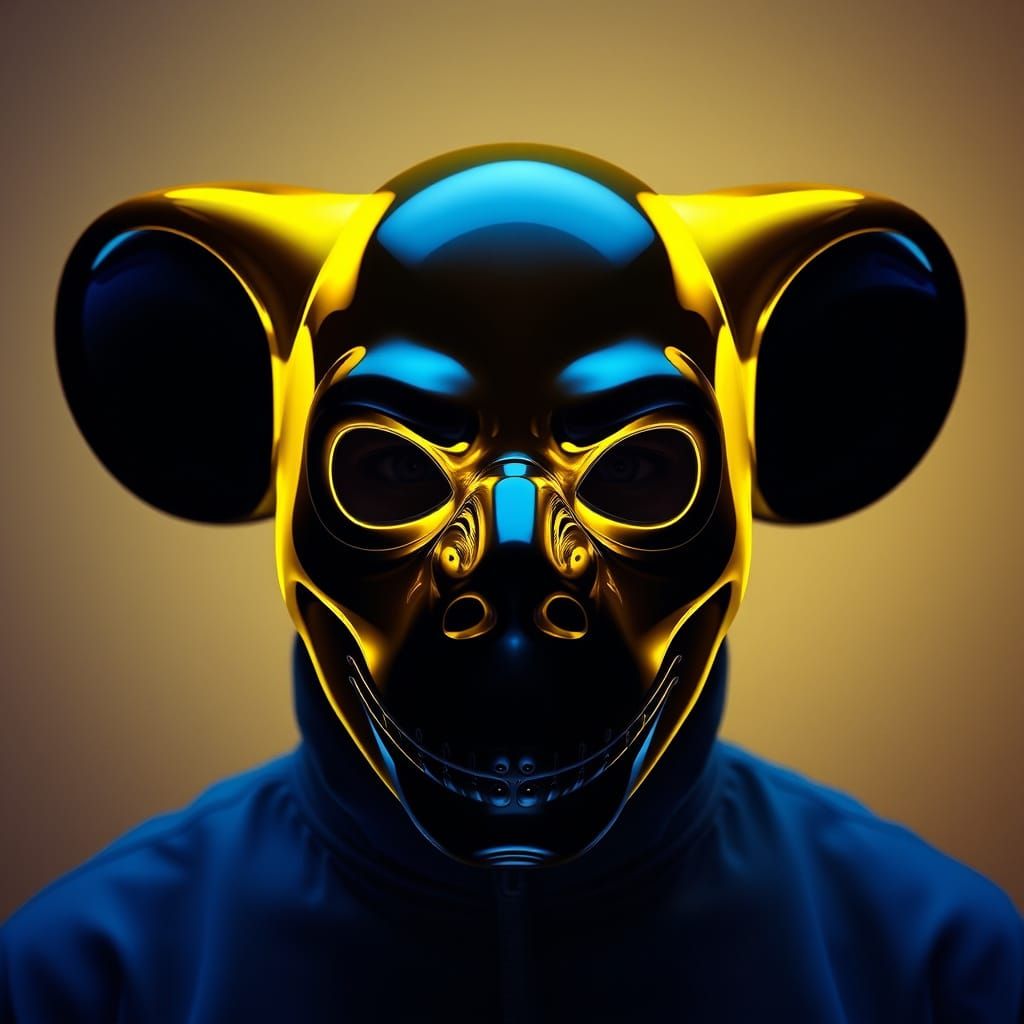 Ethereal Yellow Mask in High Contrast, Shimmering Light