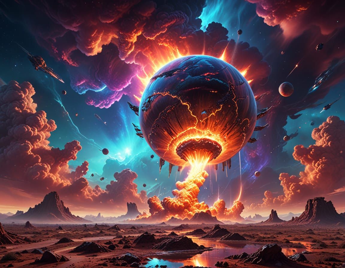 Cosmic Inferno: A Space Probe's Fiery Descent into Alien Ski...