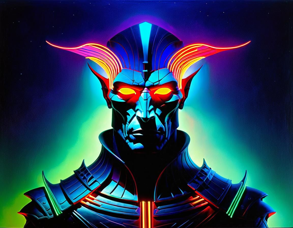 Unique Neon Character in a Dark Fantasy Style