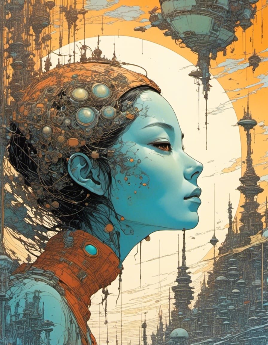 Ethereal Geisha: Surreal Ink Illustration