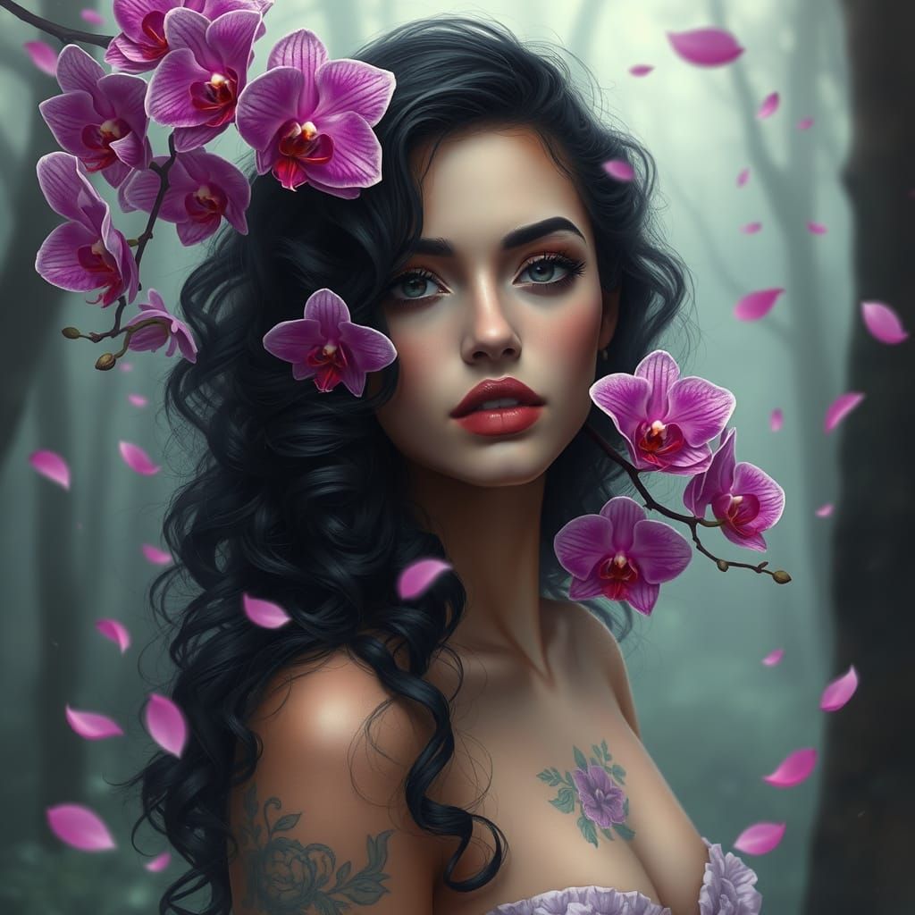 Mystical Portrait of a Woman in Whimsical Fantasy Style