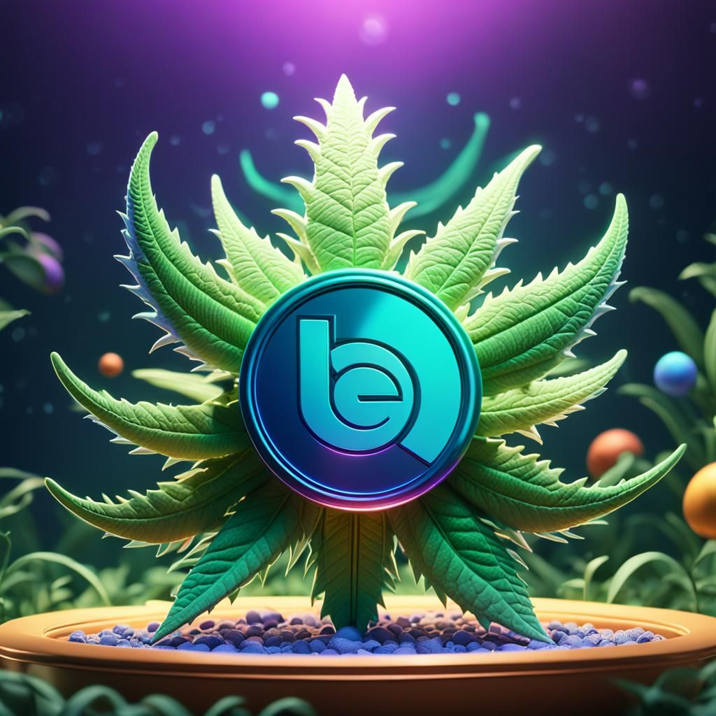 Cannabis Logo in 3D Digital Art Style