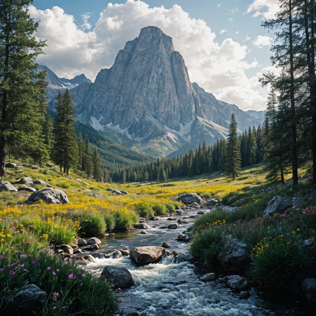 Rocky Mountain Meadow in Cinematic Style