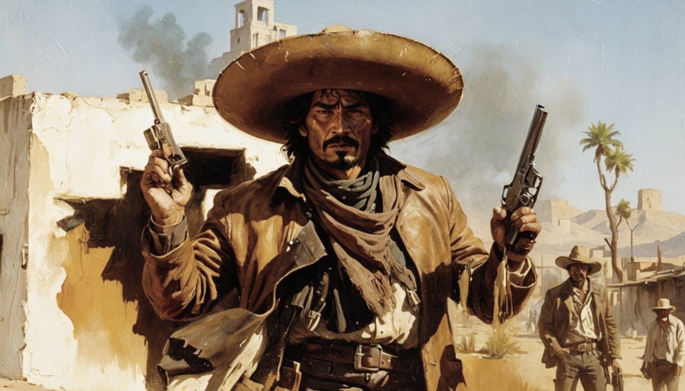 Hyperrealistic Mexican Bandit in Splash Art Style