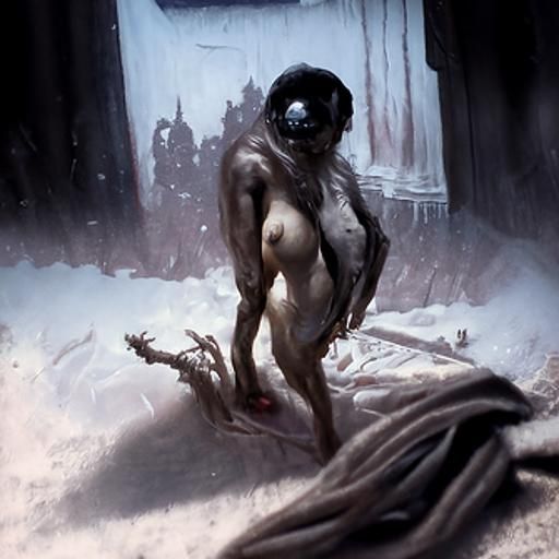 Nightmarish Nude Figure in Doré-Rutkowski Style