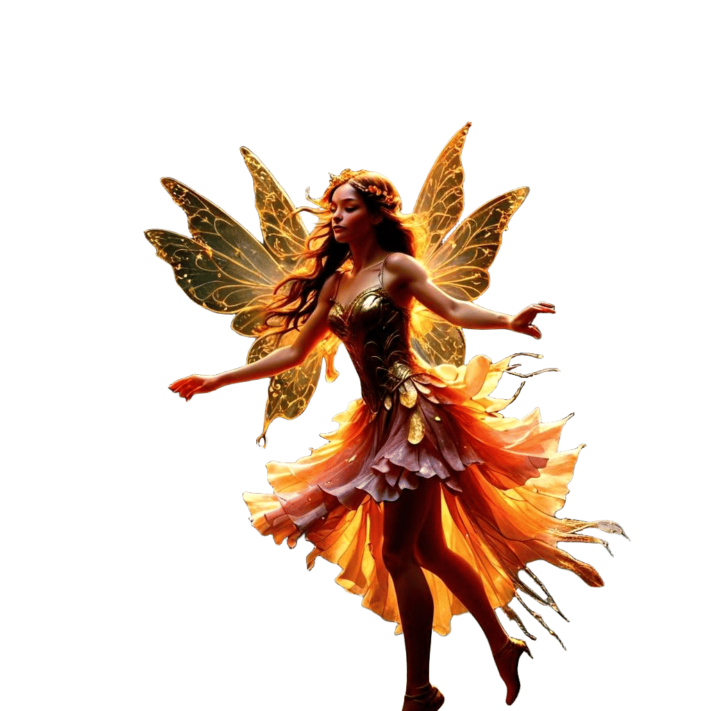 Rose Blossoms Waterfall Garden with Dancing Fairies