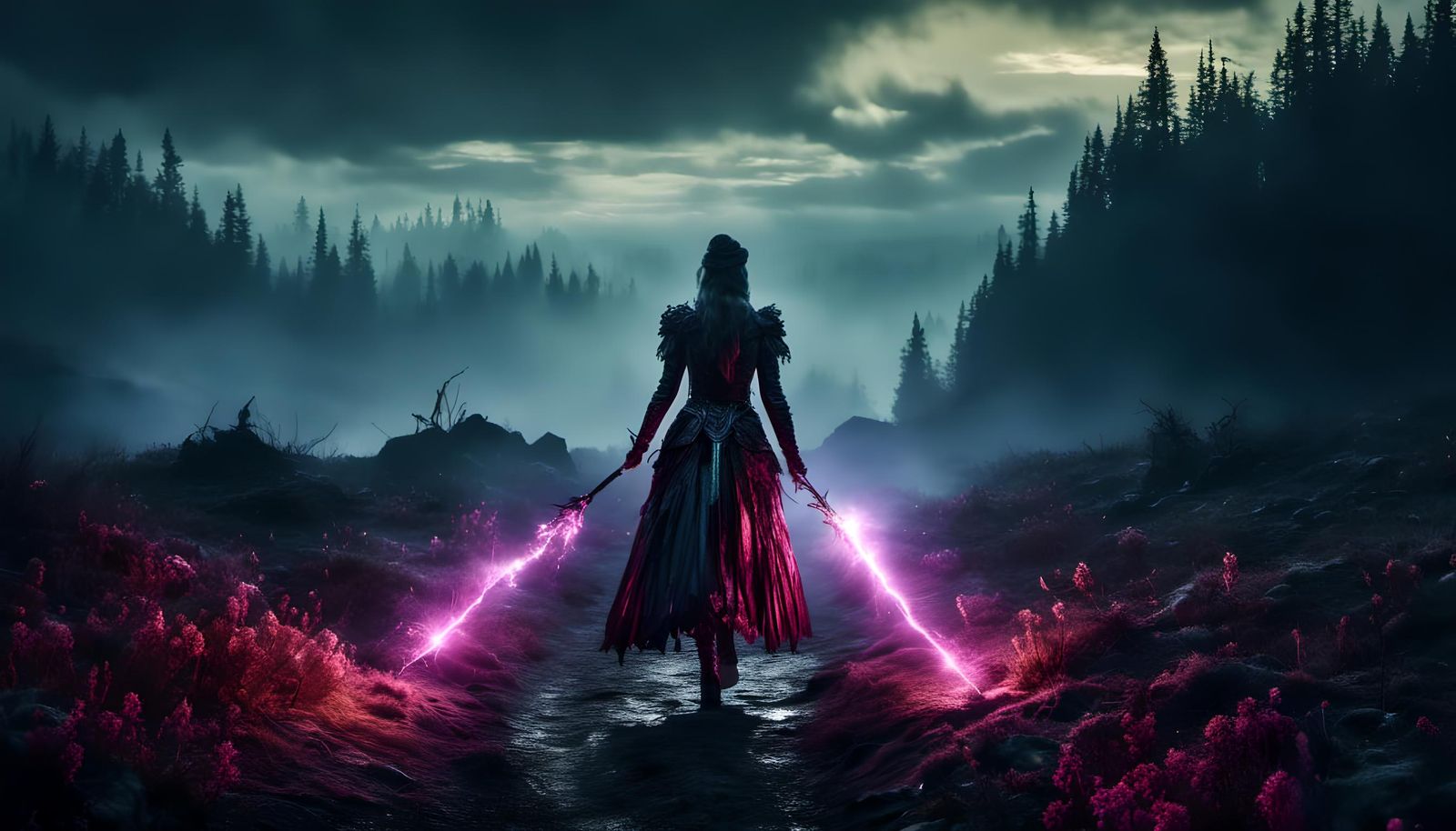 Cyborg Walks Desolate Highway in Trashpunk Style