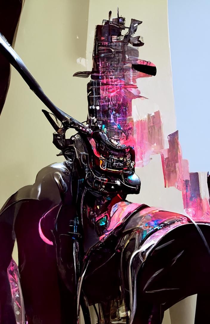 Cyberpunk Samurai Guitarist in Neon Cityscape