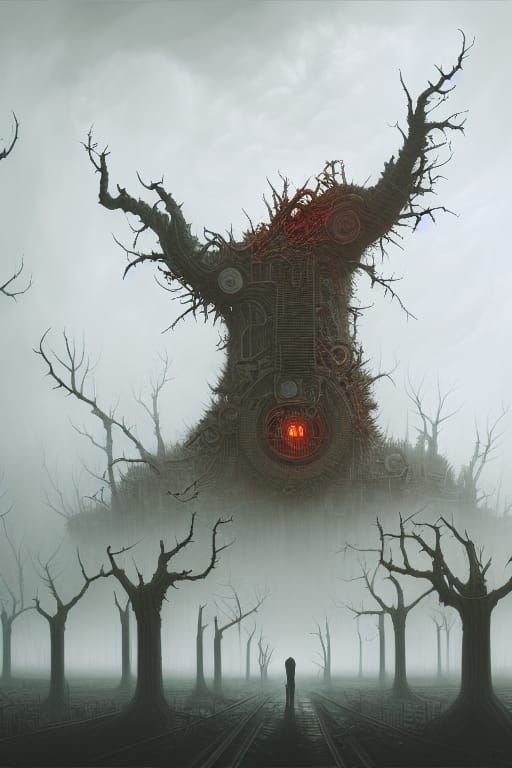 Eerie Wasteland Rebirth in Dark Fantasy Style