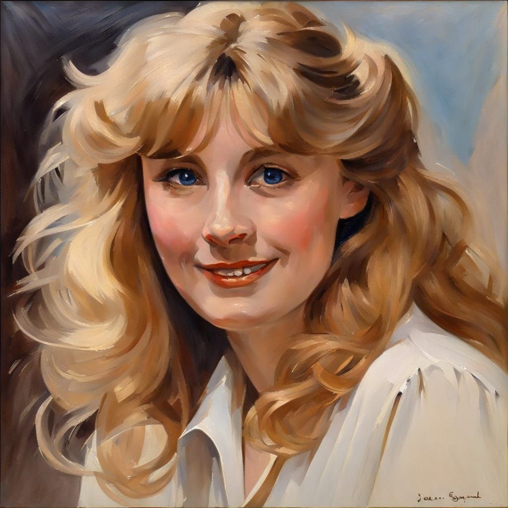 Portrait of a Blond Woman in Oil Paint Style