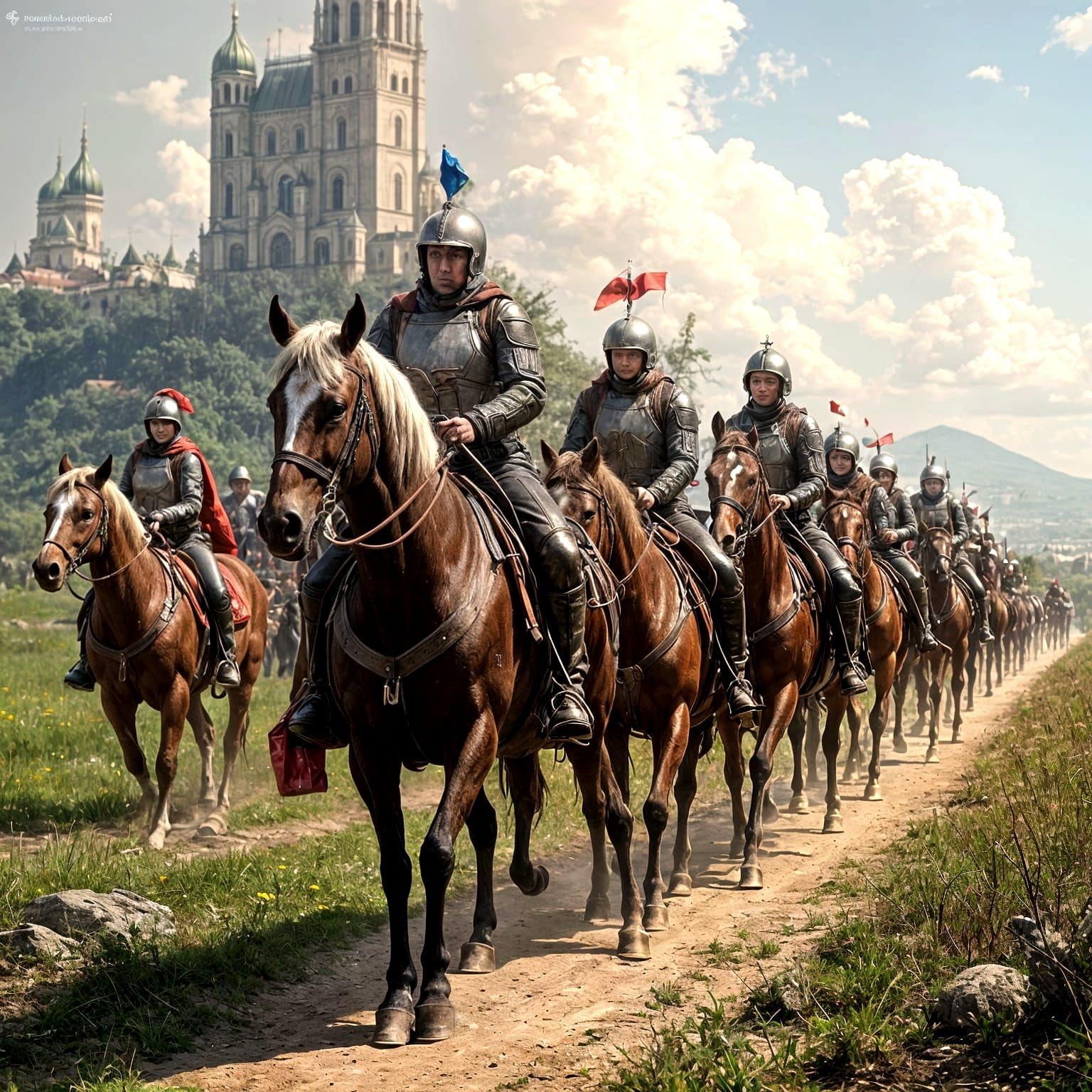 Knights on Horses in Medieval Style