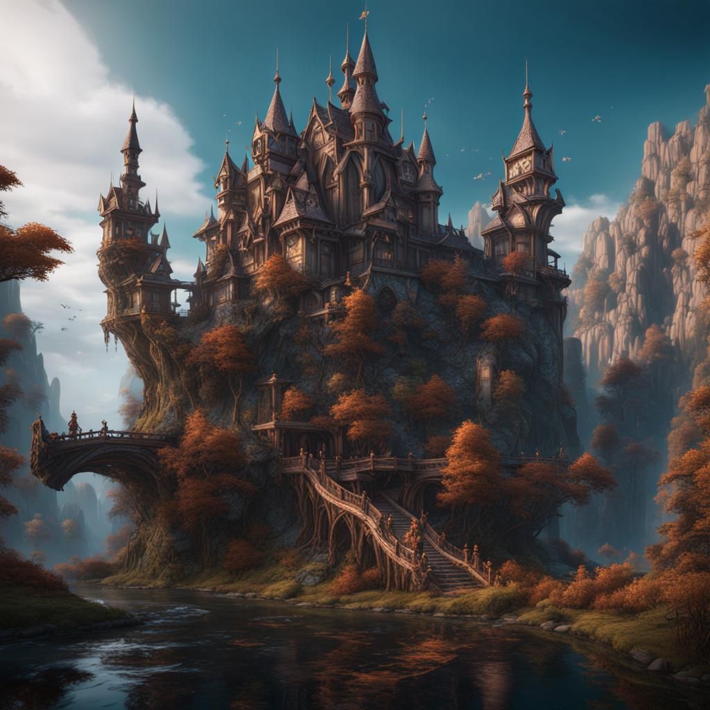 Fantastical Castle Matte Painting in Deep Color