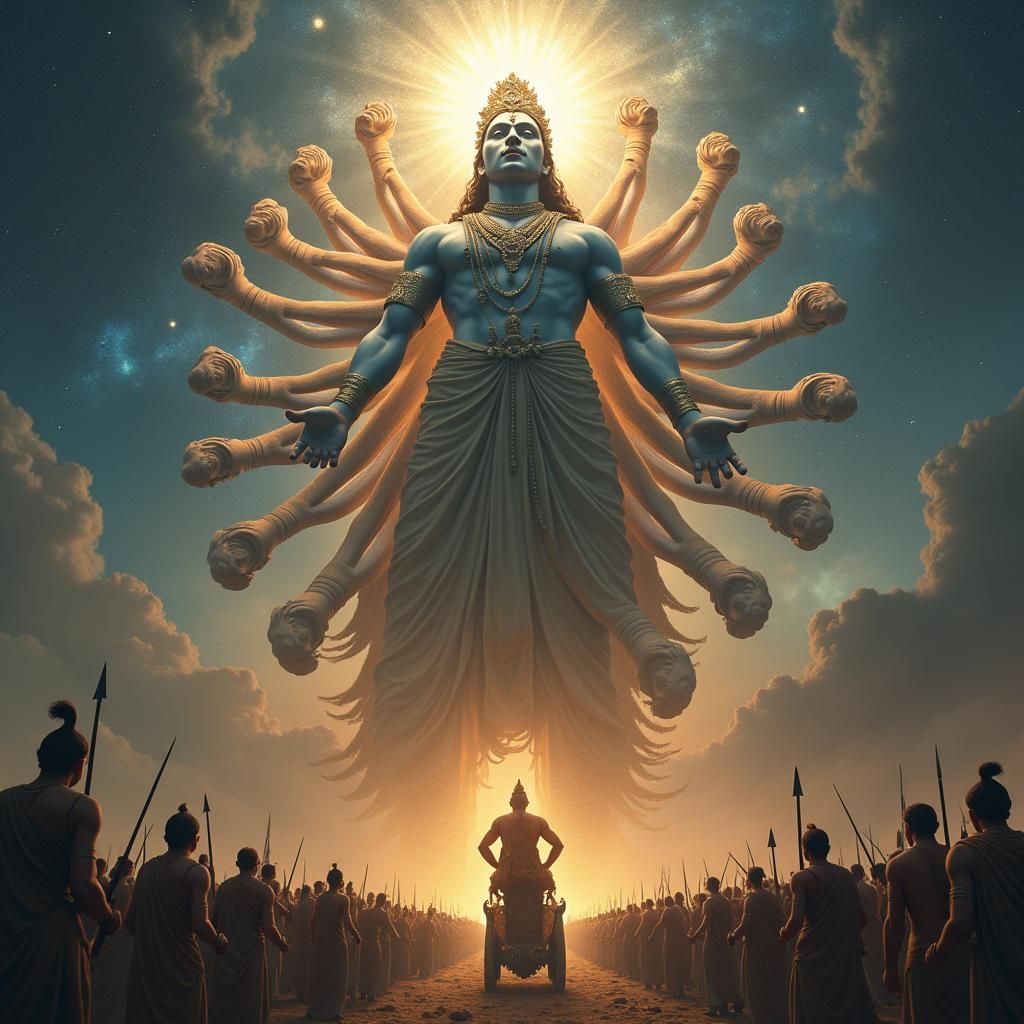 Krishna's Divine Form Reveals Cosmic Battlefield