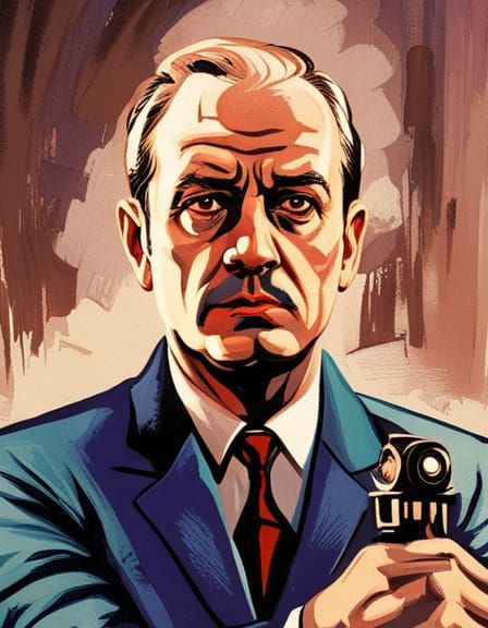 Romanian Secret Police Agent in Film Noir Style