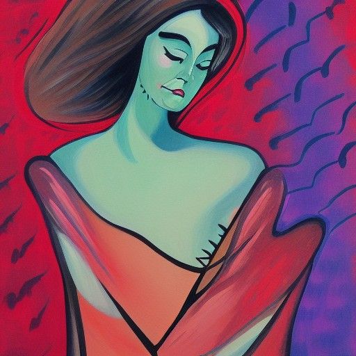 Butterfly Woman in Gouache Detailed Painting