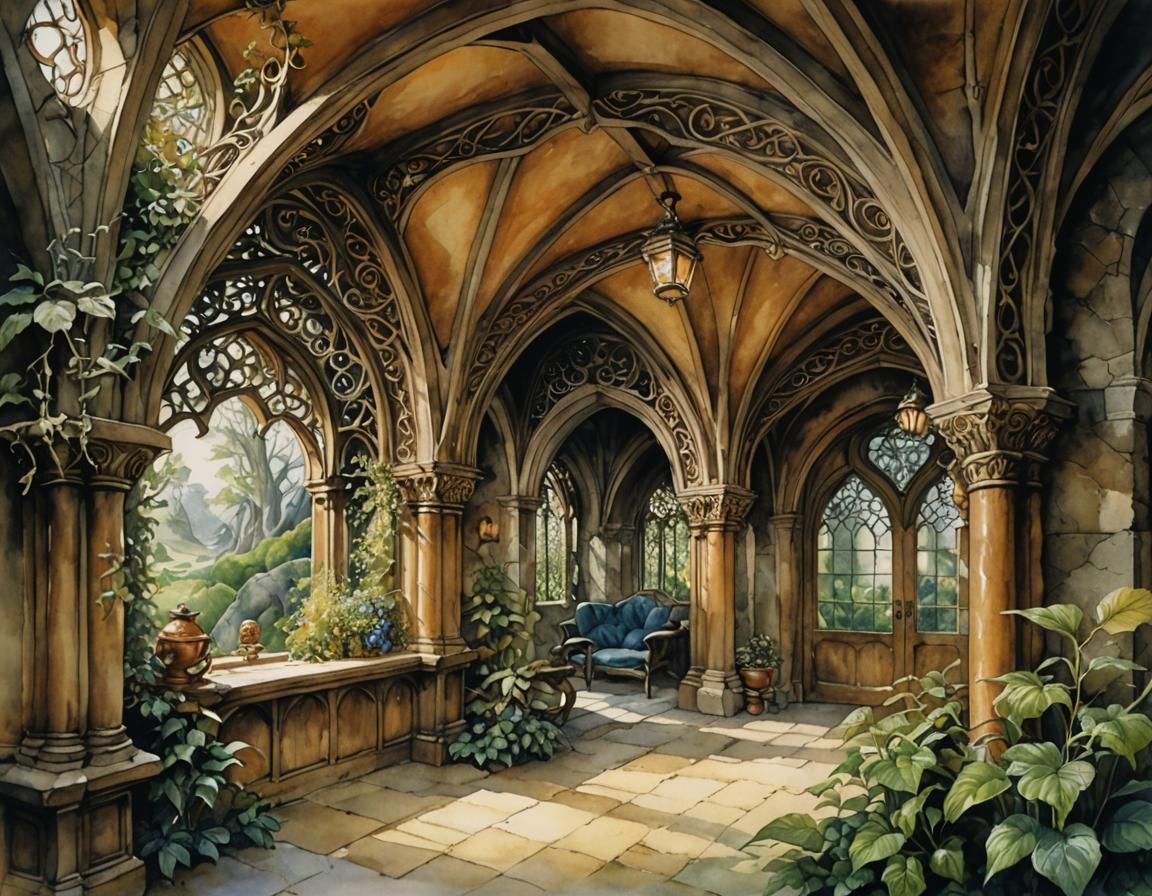 Bilbo Baggins in Elven Dojo as Watercolor