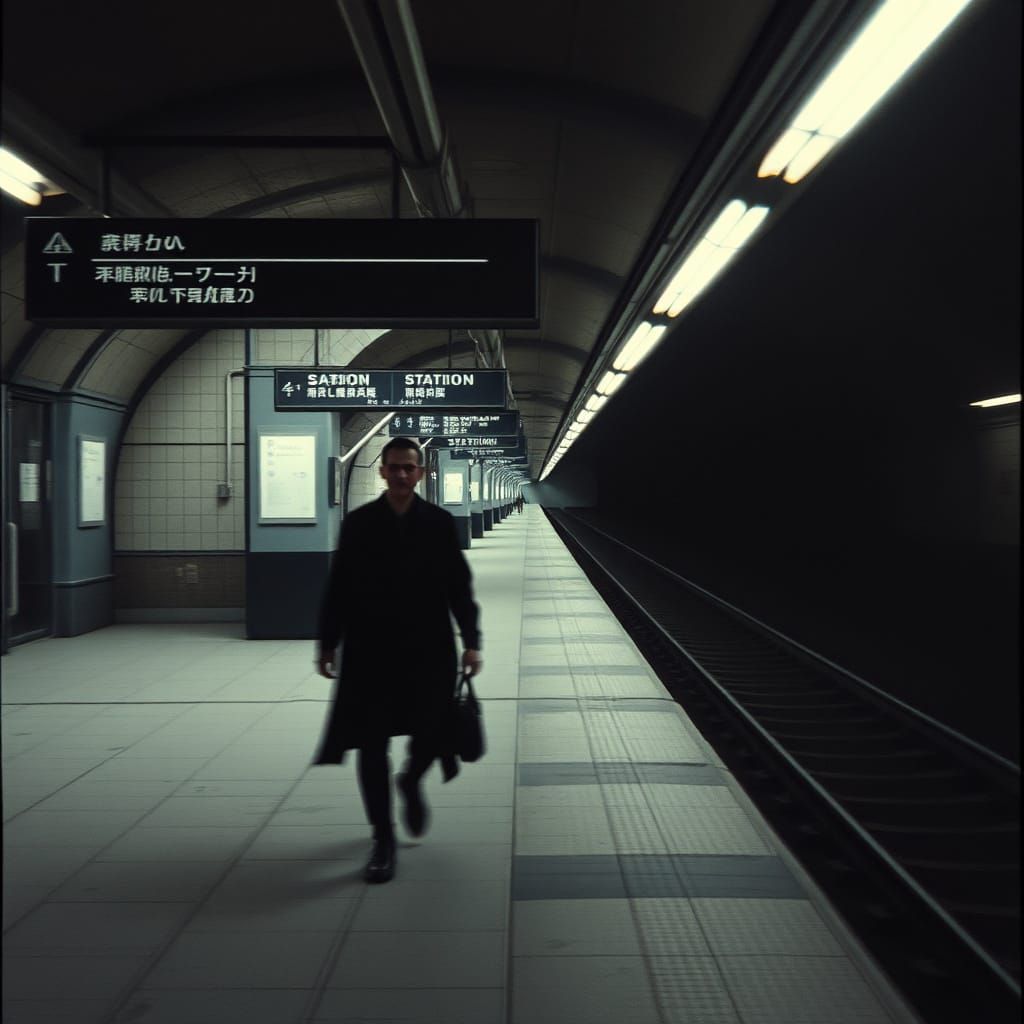 Abandoned Futuristic Train Station in Distressed Grayscale