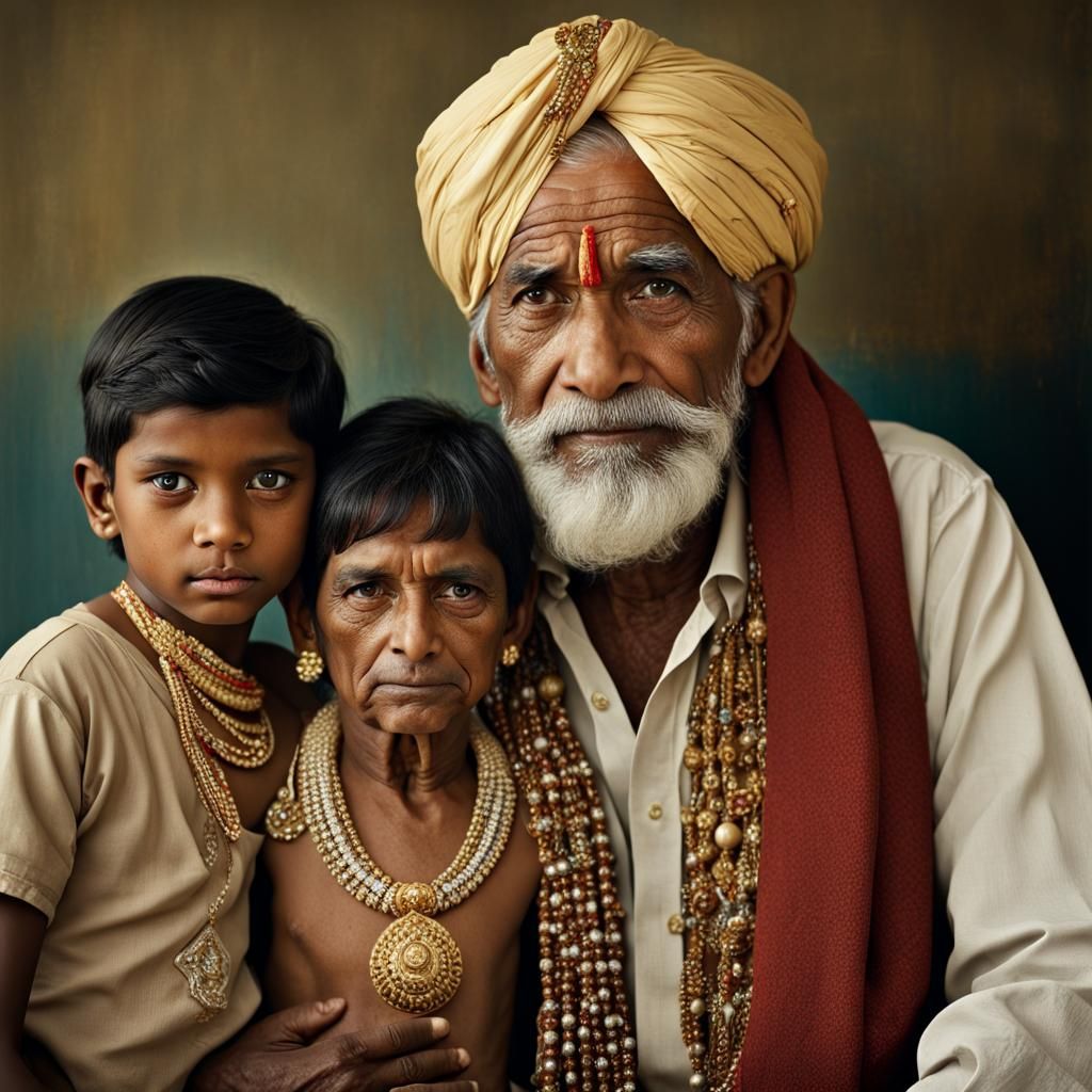 Indian Family Portrait with Jewelry Salesman