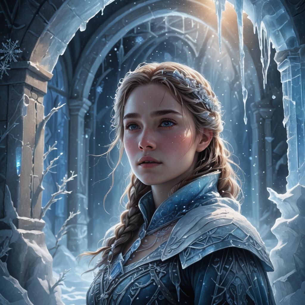 Frozen Maiden: A Photorealistic Fantasy Painting
