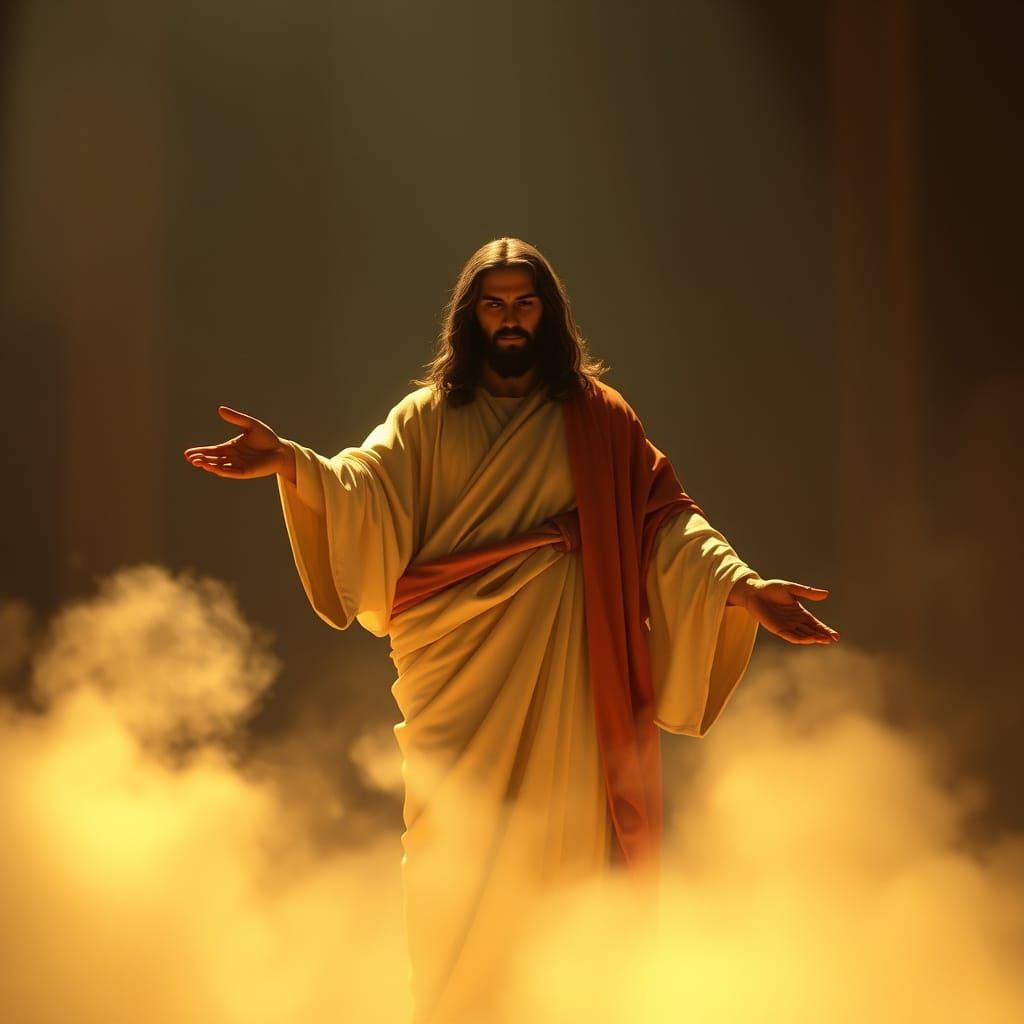 Jesus in Divine Light, Baroque Painting Style