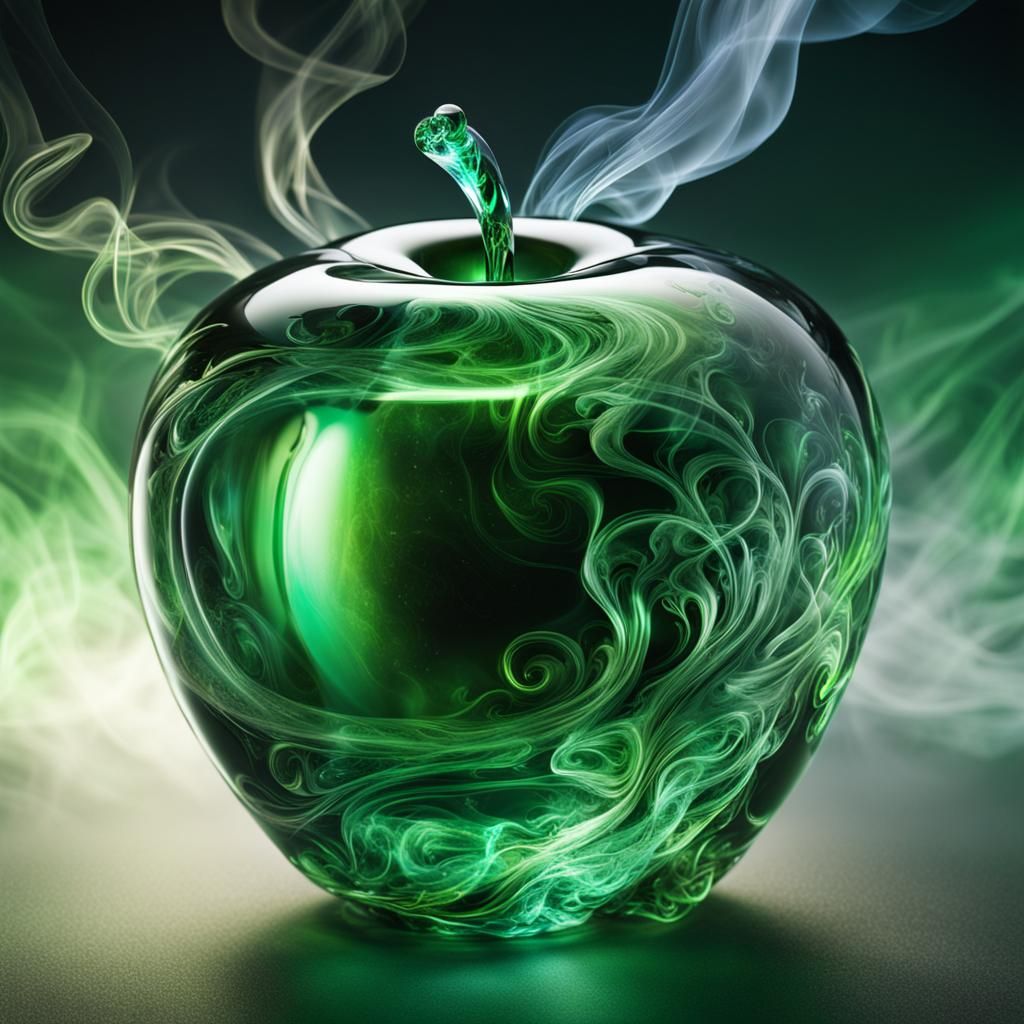 Glass Apple Smoking with Cosmic Energy in CGI VFX