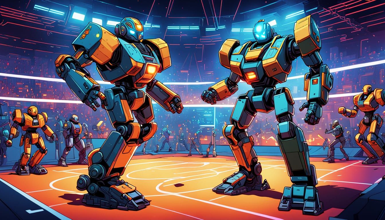 Battle Bots Competition on Basketball Court