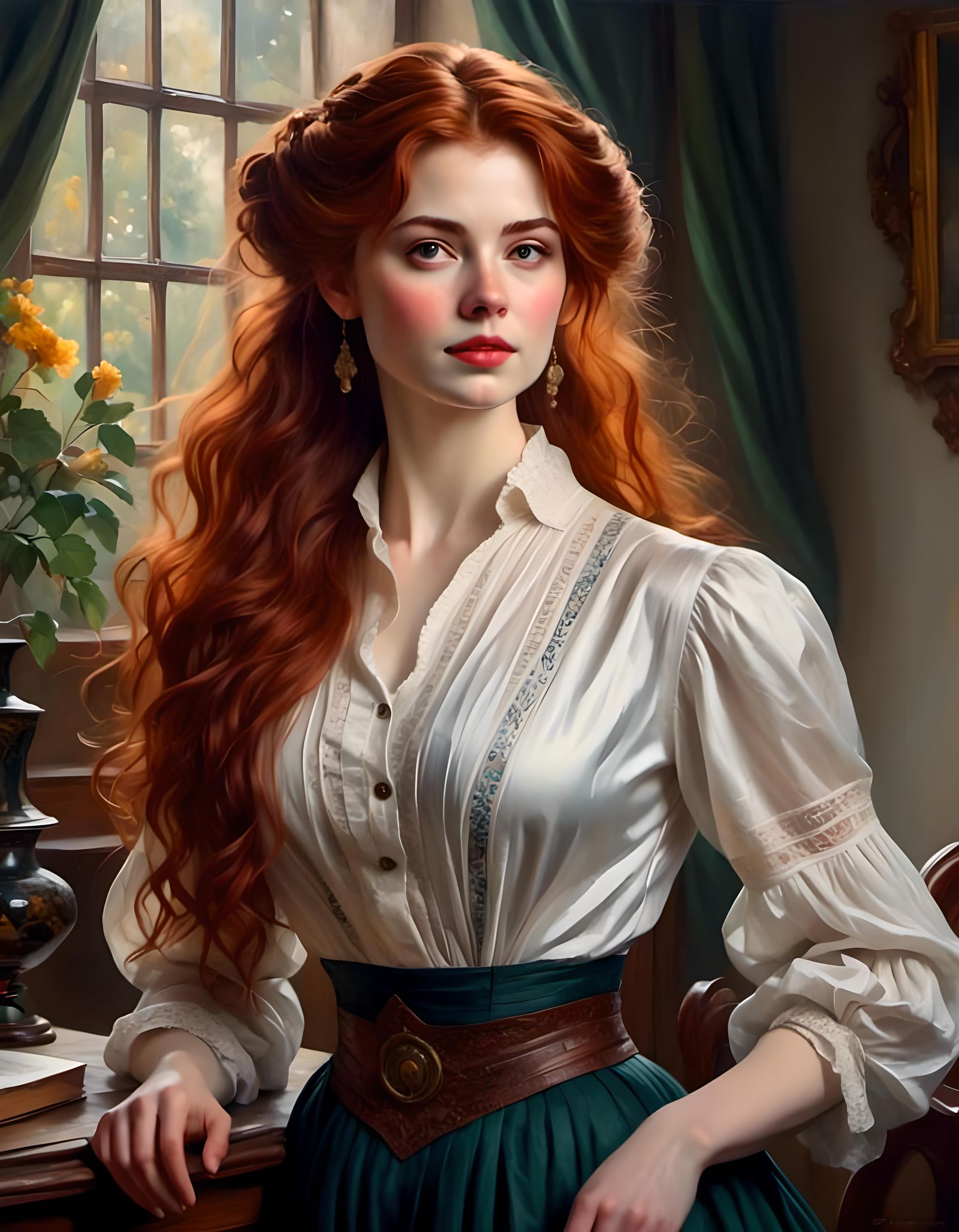 Edwardian Woman Portrait with Mystical Fantasy Elements