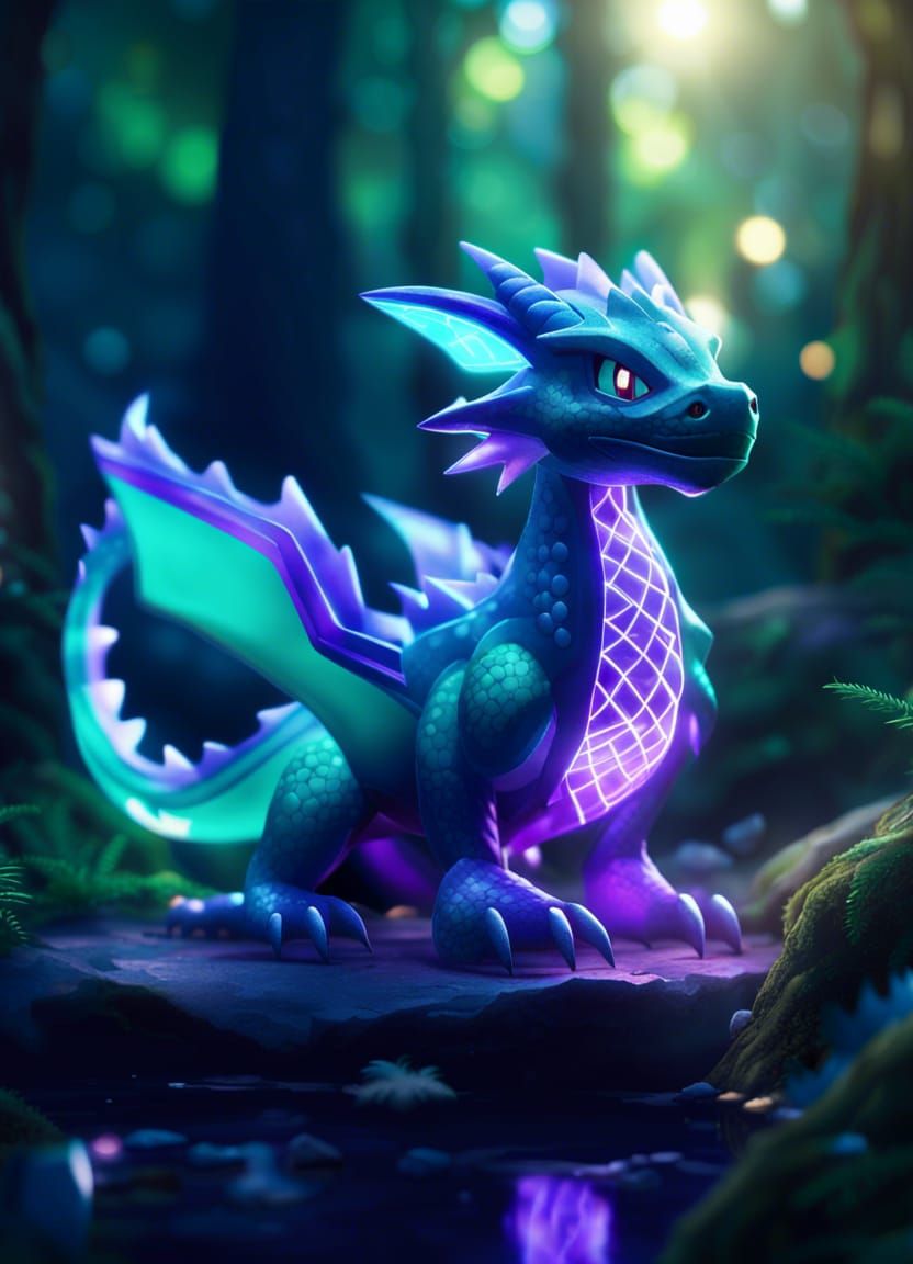 Water Dragon Pokémon in a Crystal Forest