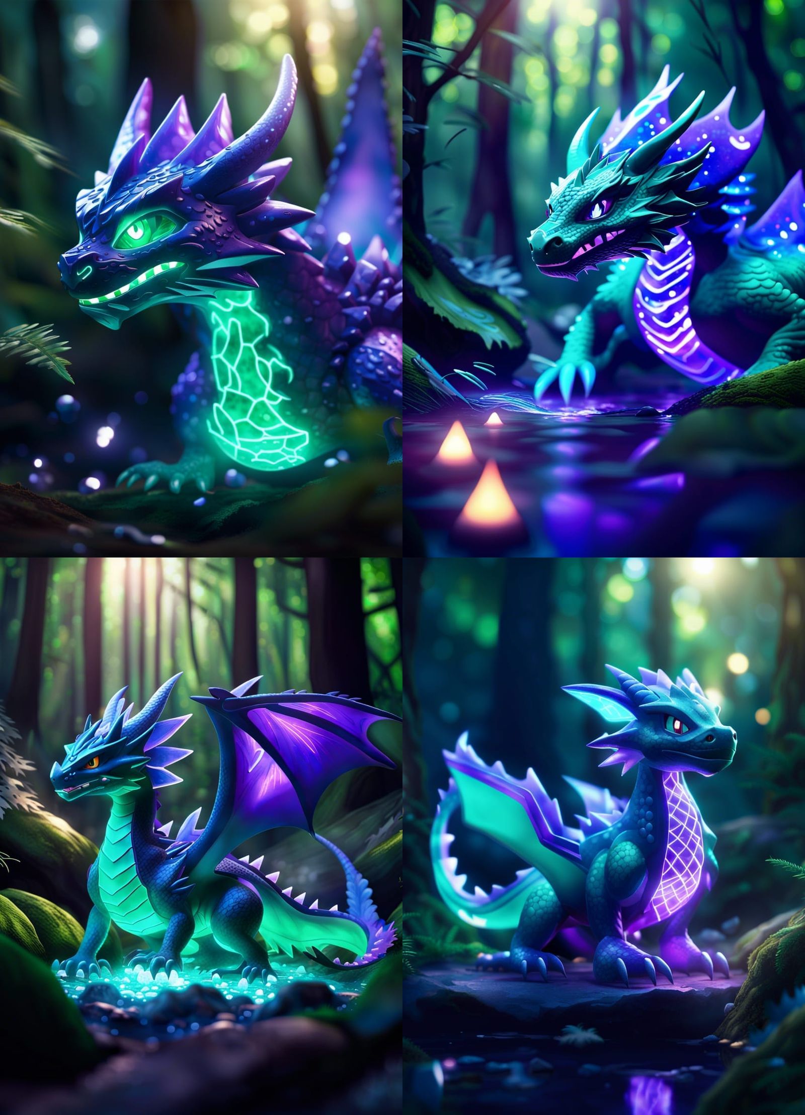 Water Dragon Pokemon in a Crystal Forest