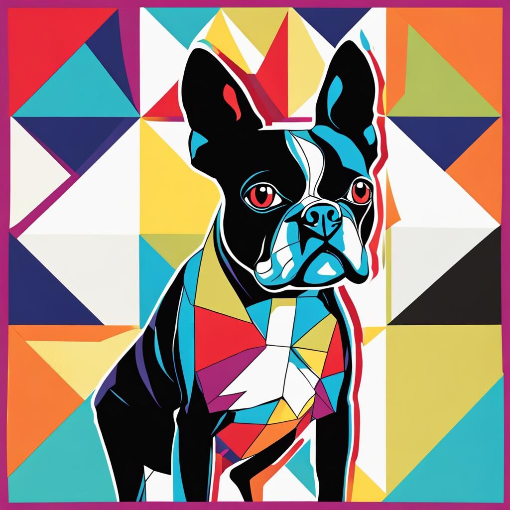 Boston Terrier in Pop Art Screen Print Style