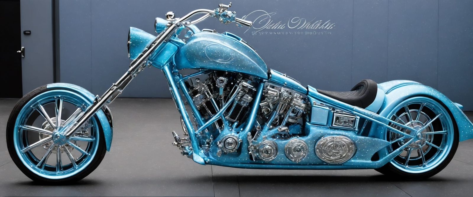 Futuristic Custom Chopper with Platinum Engravings