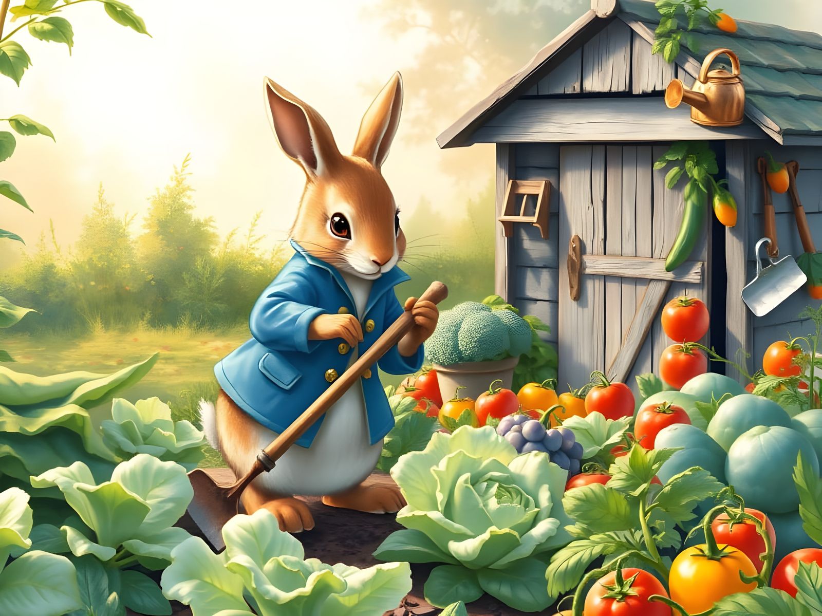 Peter Rabbit Tends McGregor's Lush Vegetable Patch
