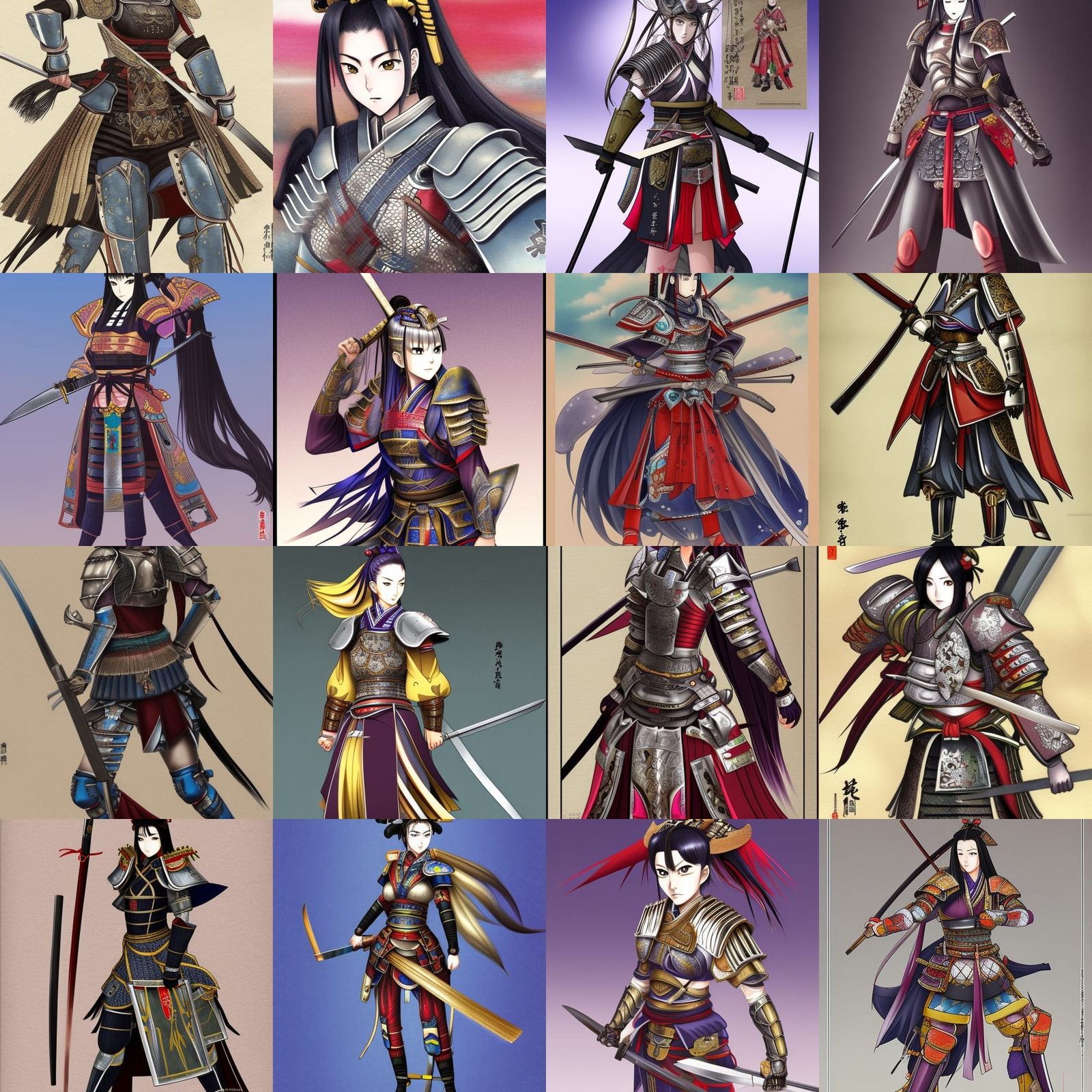 Female Samurai Warrior in Anime Style Armor