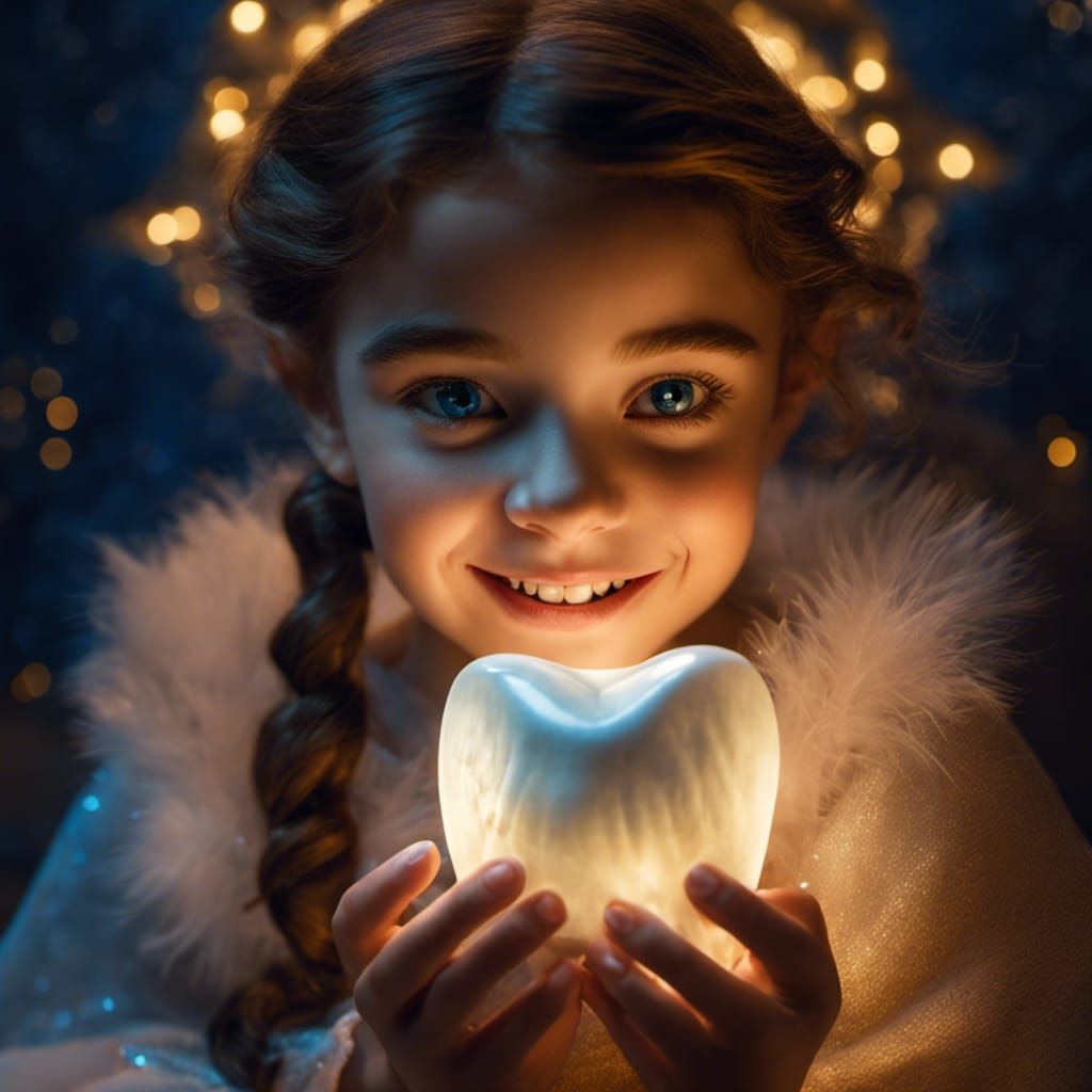 Tooth Fairy with Giant Tooth, Oil Painting Style