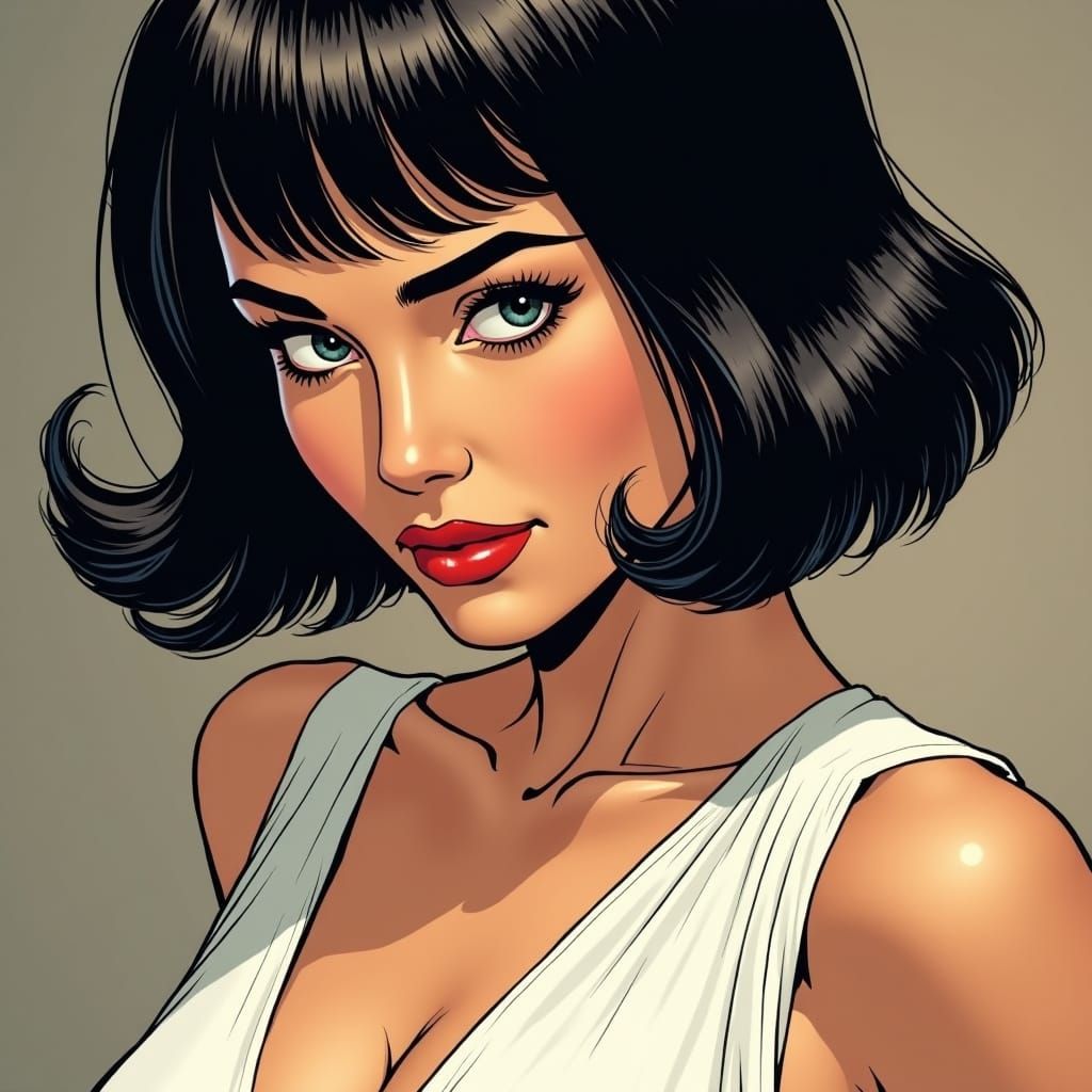 Glamorous Woman in Comic Book Art Style