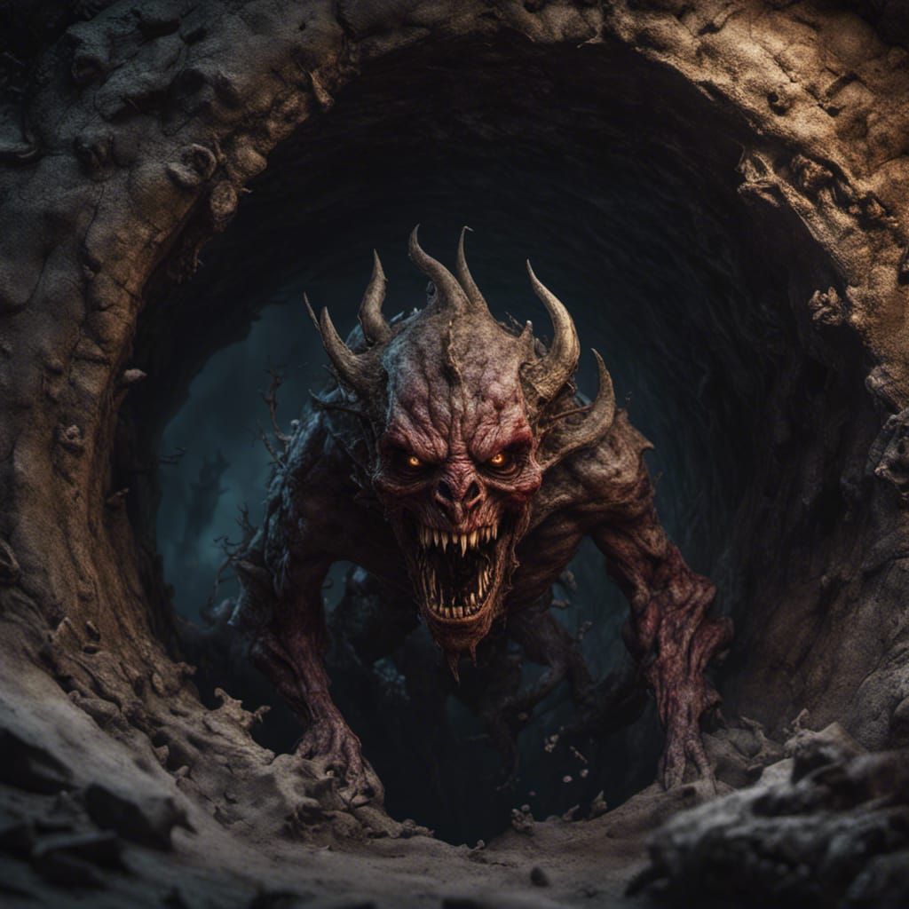 Grotesque Demon Emerges from Dark Abyss