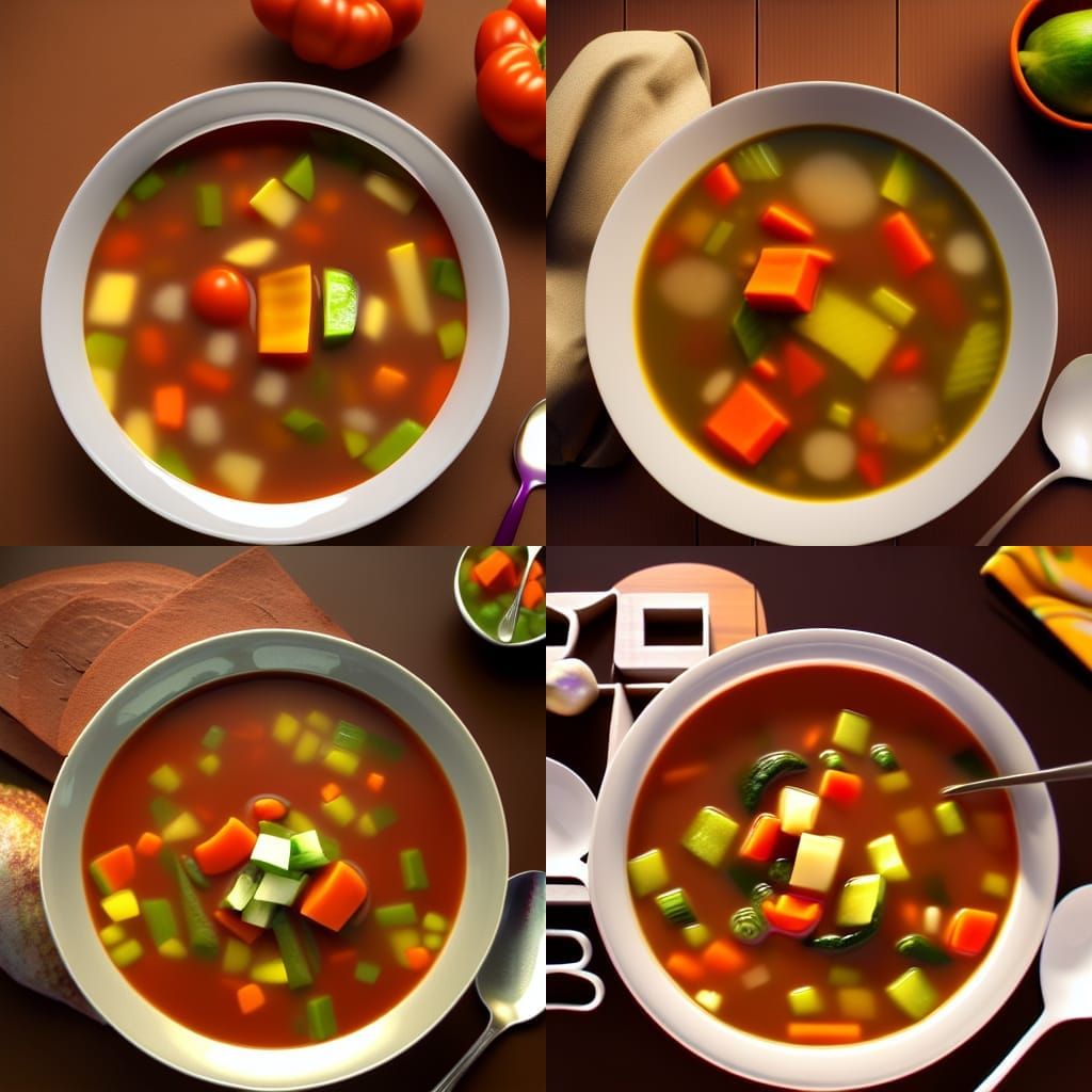 Psychedelic Vegetable Soup in Hyperrealism 8K 3D