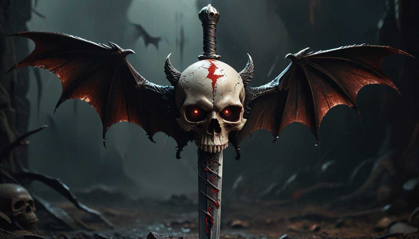Gothic Skull Dagger: Dark Fantasy Digital Art
