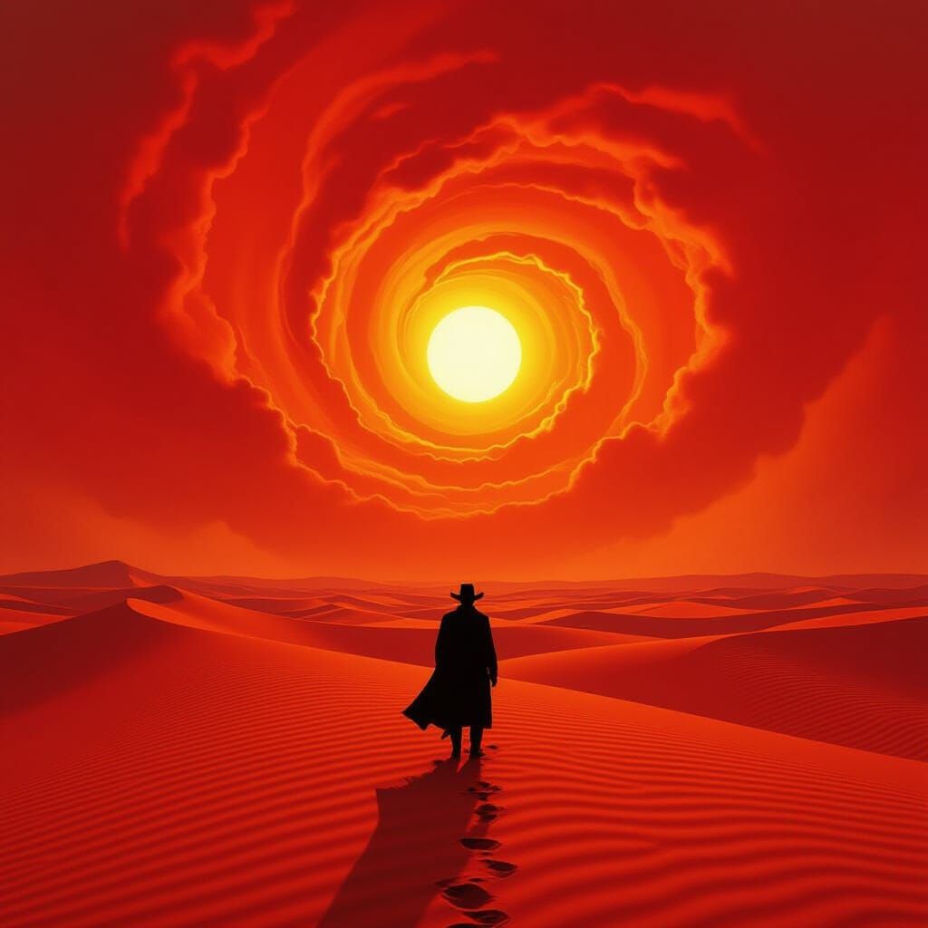 Fiery Desert Silhouette: An Epic Western Scene