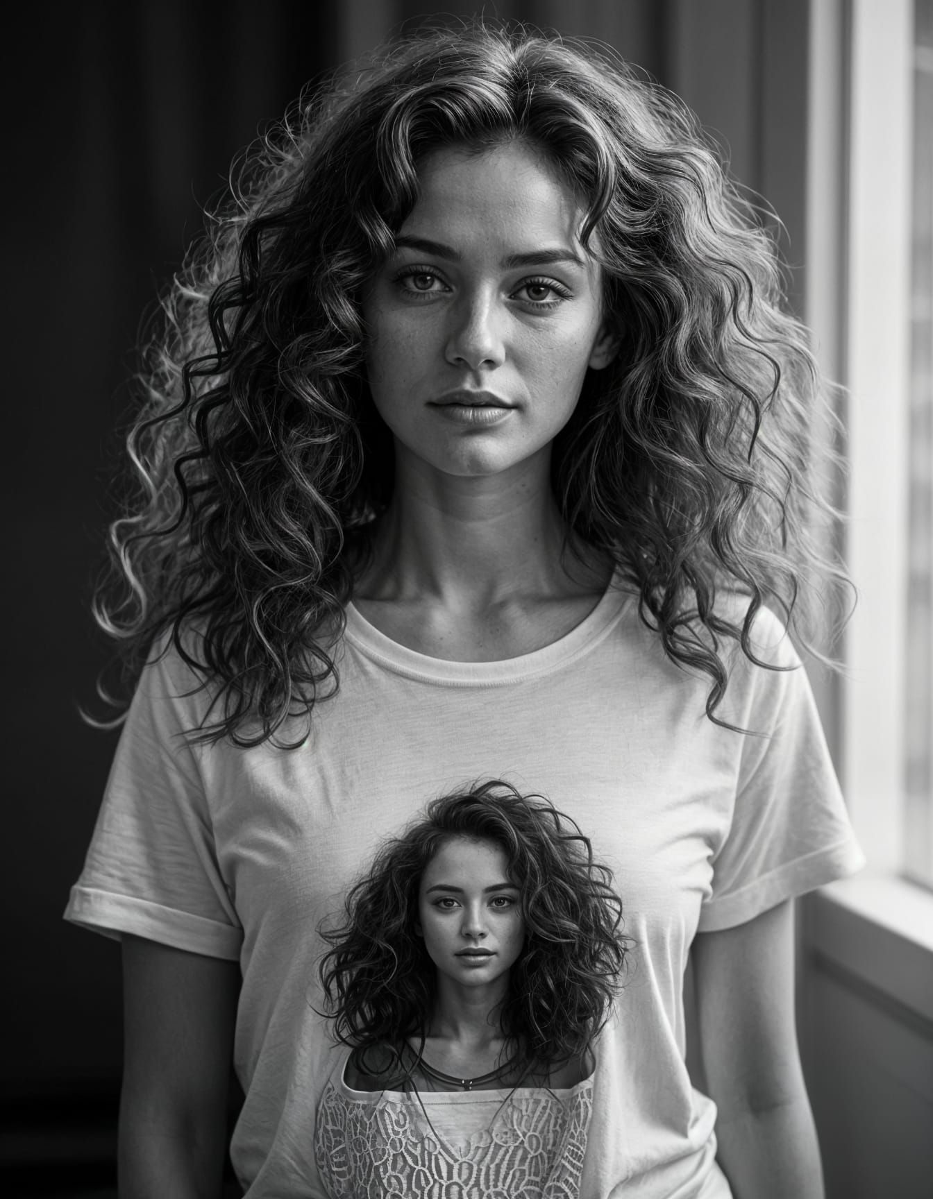 Timeless Black and White Portrait of a Lovely Woman with Lon...