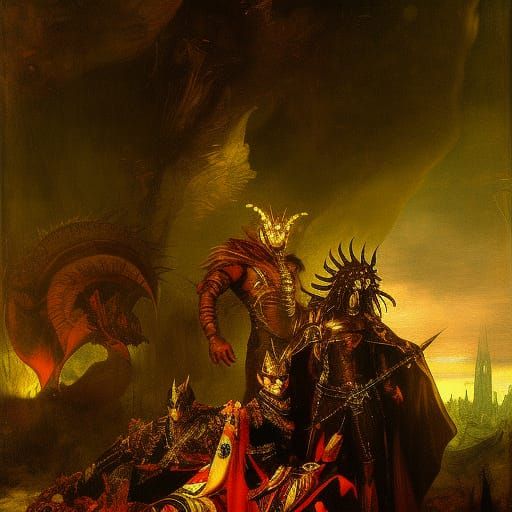 Vampire Lord Protecting Friends: Sci-Fi Fantasy Art