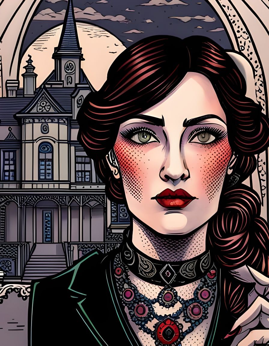 Vampire Portrait in Dark Victorian Setting