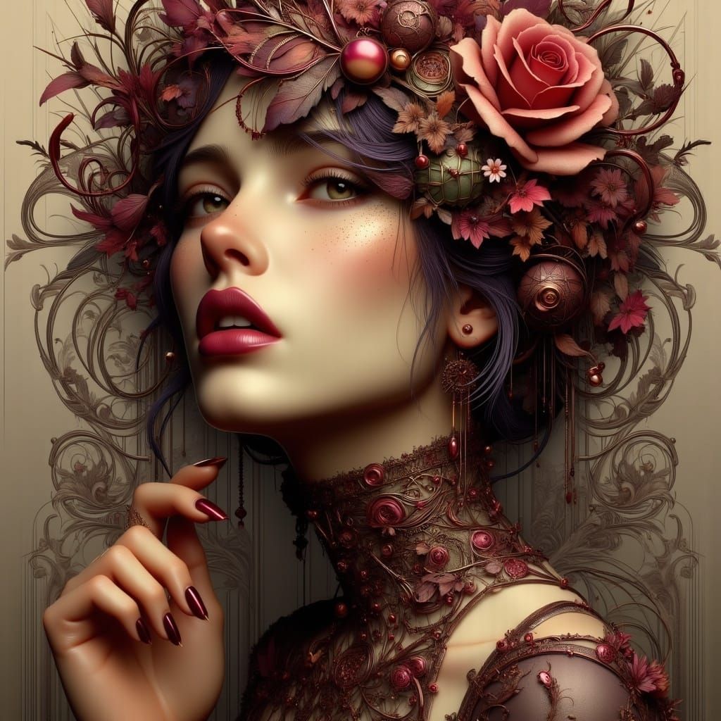 Ethereal Art Nouveau Punk Portrait